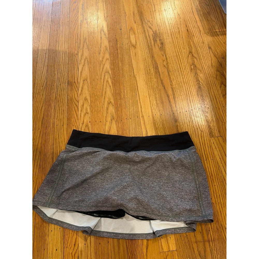 Lululemon Pace Rival Skirt Gray Black Heathered Pleated Tennis Skort Size 14 Reg